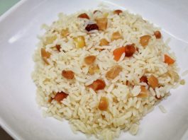 Pudim de arroz e frutos secos